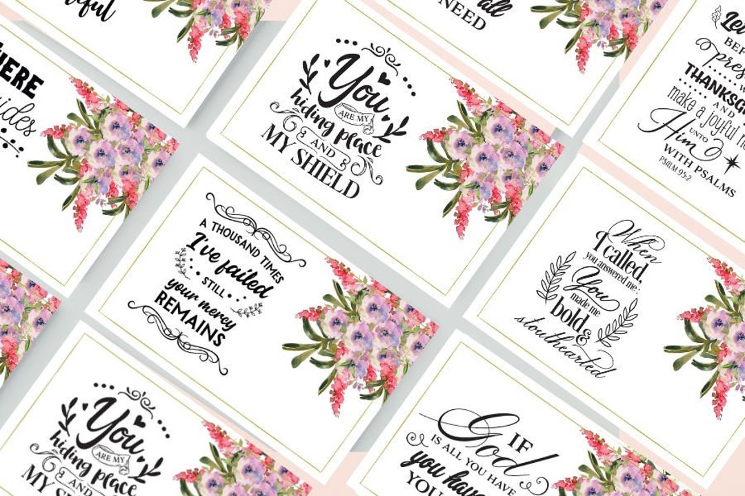 Bible Verse Cards Printable | Set of 8~size 4x6~inspirational Cards ...