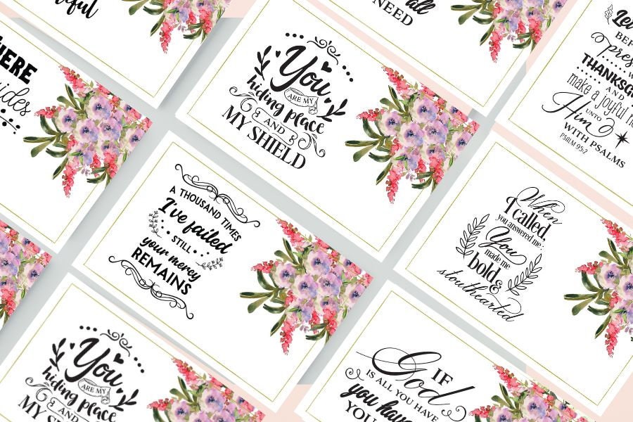 Bible Verse Cards Printable | Set of 8~size 4x6~inspirational Cards ...