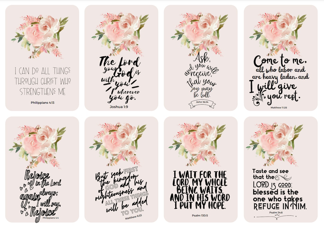 Bible Verse Cards Printable | Set of 8 Inspirational Cards | Digital ...