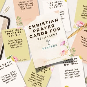 30-Day Prayer Cards, Teens Prayer Cards, Prayers for Kids, Quotes Prayer Printable Christian Devotional Gift for Girls Boys, Teenagers