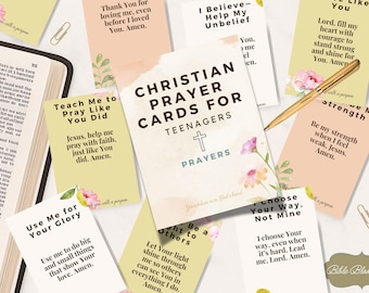 30-Day Prayer Cards, Teens Prayer Cards, Prayers for Kids, Quotes Prayer Printable Christian Devotional Gift for Girls Boys, Teenagers