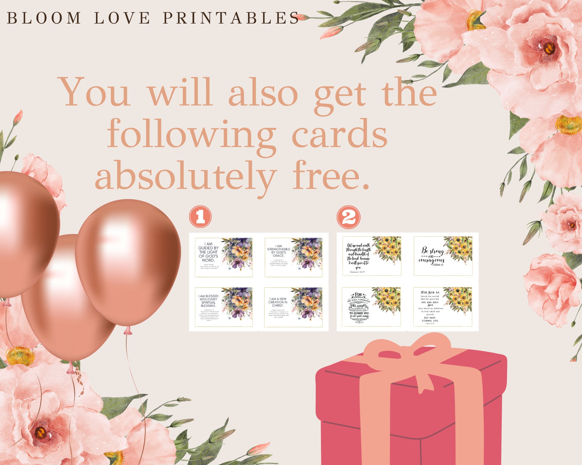 Printable Bible Verse Cards | Set of 12~size 4x6~inspirational Cards ...
