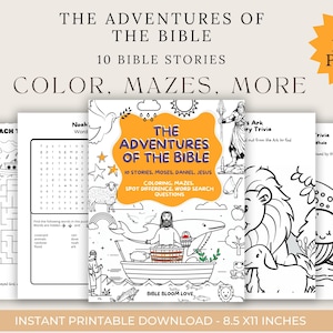 Die Abenteuer der Bibel: Christliches Mal- und Aktivitätsbuch für Kinder und Familie, Bibelarbeit, Sonntagsschule, Bibelgeschichten zum Ausdrucken