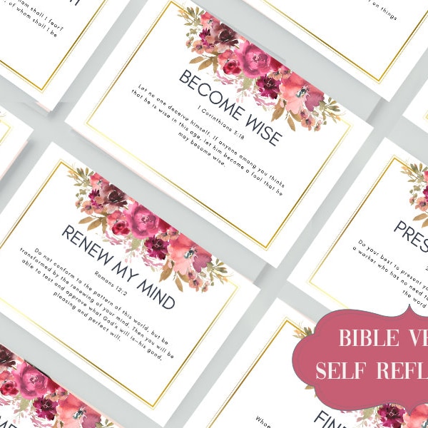 Self Reflection Bible Verse Cards Printable  | Inspirational Cards | Digital Download Scripture Cards