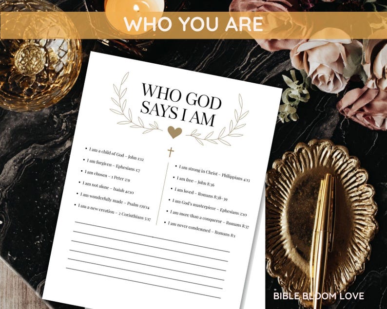 Who God Says I Am Printable | Christian Affirmation Wall Art With Bible ...