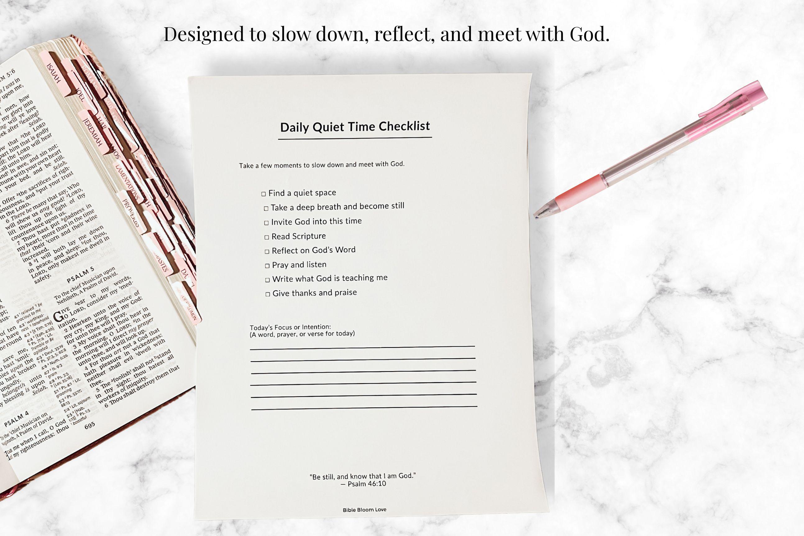 Daily Quiet Time Checklist Printable, Christian Devotional Pages ...