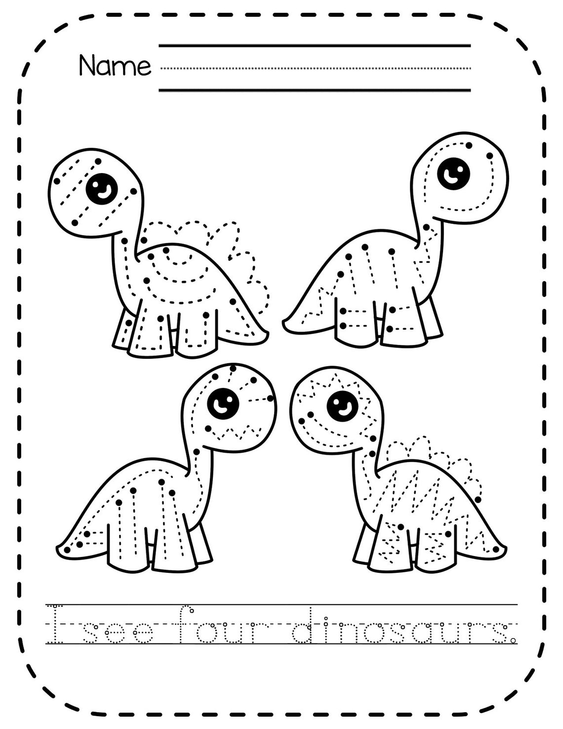 Printable Dinosaur Tracing Printable World Holiday