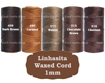 Linhasita 1 mm gewaxt polyester koord, gewaxte draad, macramé, leer naaien, kralenkoord, waxkoord, knoopkoord, micro-macramédraad