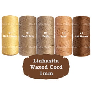 Linhasita 1mm Waxed Polyester Cord, Waxed Thread, Macrame, Leather Sewing, Beading String, Wax Cord, Knotting String, Micro Macrame Thread