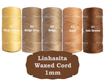 Linhasita 1 mm gewaxt polyester koord, gewaxte draad, macramé, leer naaien, kralenkoord, waxkoord, knoopkoord, micro-macramédraad