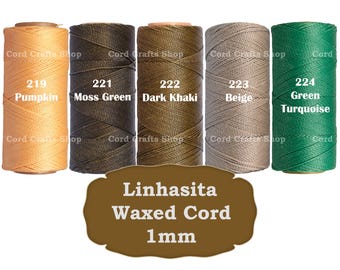 Linhasita 1 mm gewaxt polyester koord, gewaxte draad, macramé, leer naaien, kralenkoord, waxkoord, knoopkoord, micro-macramédraad