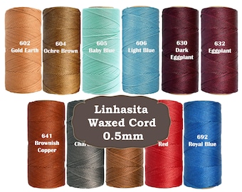 Cordón encerado Linhasita de 20 metros de 0,5 mm, cordón de macramé, hilo para abalorios, cordón de micro macramé, hilo encerado, cordón para pulsera de la amistad, cordón para anudar