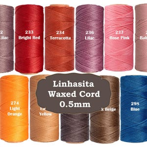 20 Meters Linhasita Waxed Cord 0.5mm, Macrame Cord, Beading Thread Micro Macrame String Waxed Thread Friendship Bracelet Cord, Knotting Cord