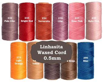 Cordón encerado Linhasita de 20 metros y 0,5 mm, cordón para macramé, hilo para bisutería, hilo para micromacramé, cordón encerado para pulseras de la amistad, cordón para nudos.