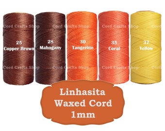 Linhasita 1 mm gewaxt polyester koord, gewaxte draad, macramé, leer naaien, kralenkoord, waxkoord, knoopkoord, micro-macramédraad