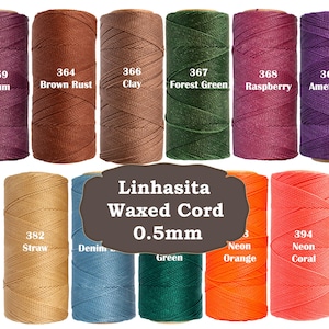 20 Meters Linhasita Waxed Cord 0.5mm, Macrame Cord, Beading Thread Micro Macrame String Waxed Thread Friendship Bracelet Cord, Knotting Cord