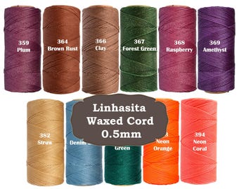 Cordón encerado Linhasita de 20 metros de 0,5 mm, cordón de macramé, hilo para abalorios, cordón de micro macramé, hilo encerado, cordón para pulsera de la amistad, cordón para anudar