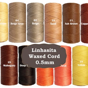 20 Meters Linhasita Waxed Cord 0.5mm, Macrame Cord, Beading Thread Micro Macrame String Waxed Thread Friendship Bracelet Cord, Knotting Cord