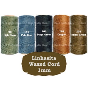 Linhasita 1mm Waxed Polyester Cord, Waxed Thread, Macrame, Leather Sewing, Beading String, Wax Cord, Knotting String, Micro Macrame Thread