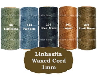 Linhasita 1 mm gewaxt polyester koord, gewaxte draad, macramé, leer naaien, kralenkoord, waxkoord, knoopkoord, micro-macramédraad
