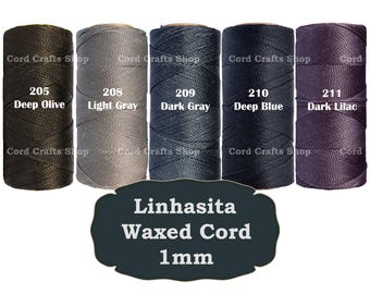 Linhasita 1 mm gewaxt polyester koord, gewaxte draad, macramé, leer naaien, kralenkoord, waxkoord, knoopkoord, micro-macramédraad