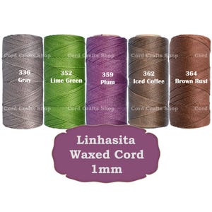 Linhasita 1mm Waxed Polyester Cord, Waxed Thread, Macrame, Leather Sewing, Beading String, Wax Cord, Knotting String, Micro Macrame Thread