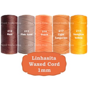 Linhasita 1mm Waxed Polyester Cord, Waxed Thread, Macrame, Leather Sewing, Beading String, Wax Cord, Knotting String, Micro Macrame Thread