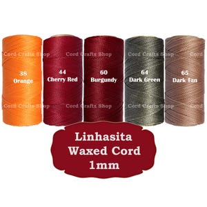 Linhasita 1mm Waxed Polyester Cord, Waxed Thread, Macrame, Leather Sewing, Beading String, Wax Cord, Knotting String, Micro Macrame Thread