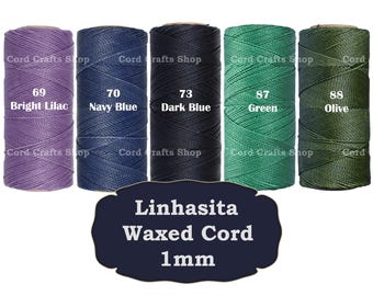 Linhasita 1 mm gewaxt polyester koord, gewaxte draad, macramé, leer naaien, kralenkoord, waxkoord, knoopkoord, micro-macramédraad