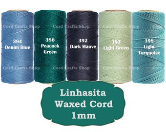 Linhasita 1 mm gewaxt polyester koord, gewaxte draad, macramé, leer naaien, kralenkoord, waxkoord, knoopkoord, micro-macramédraad
