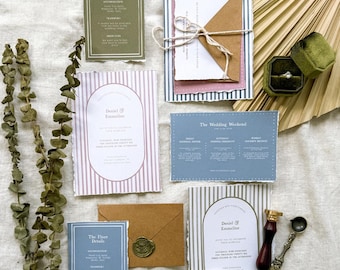 Wedding Invitation Suite, Classic Wedding Invite, Vintage Wedding Stationery, Cottage Core Wedding Suite Pink, Wedding Invitation Blue, pink