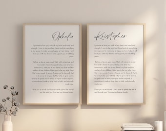 Wedding Vow Print, Custom Matching His and Hers Wedding template, Personalized Marriage Vows Sign, Anniversary Gift, Wedding Gift