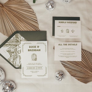 Lot de faire-part de mariage cactus, faire part de mariage dans le désert, modèle de carte postale fixe pour mariage simple, 7 x 5 po., carte de mariage simple, FSKJ4