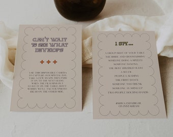 Disposable camera wedding sign, Wedding table sign ,wedding reception sign , i spy game editable, Wedding Games Table, Wedding table game