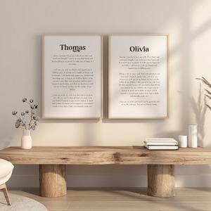 Impressão de votos de casamento, modelo de casamento personalizado para ele e para ela, placa de votos de casamento personalizada, presente de aniversário, presente de casamento