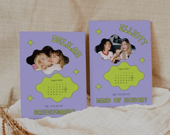 Retro Bridesmaid Proposal Calendar, Will You Be My Bridesmaid, Maid of Honor Proposal, Retro Bridesmaid Proposal, Bridesmaid Proposal,
