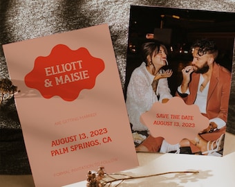 Retro Save the Date, Save the date template, Photo Save the date, Colourful Save the date, Retro fun save the date, Photo save the date