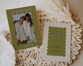 Retro Save the Date, Save the date template, Save the date, Eclectic Save the date, Colourful save the date, Fun Save the date, Wedding