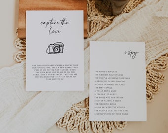 Disposable camera wedding sign, Wedding table sign ,wedding reception sign , i spy game editable, Wedding Games Table, KSJ38, wedding game