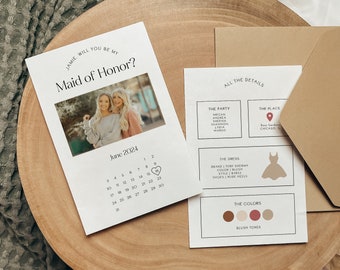 Bridesmaid Proposal Calendar, Will You Be My Bridesmaid, Maid of Honor Proposal, Boho Bridesmaid Proposal, Retro Bridesmaid Proposal, Info