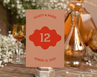 Retro, Colourful Photo Table number Template, eclectic number template, Table Number Instant download, Wedding table numbers, table number