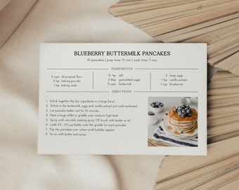 Editable Recipe Card, Personalized recipe Template, Download Minimalist Recipe Card with Photo, Printable Recipe Template, Like Items 501