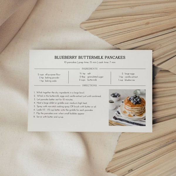 Editable Recipe Card, Personalized recipe Template, Download Minimalist Recipe Card with Photo, Printable Recipe Template, Like Items 501