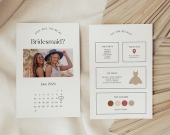Bridesmaid Proposal Calendar, Will You Be My Bridesmaid, Maid of Honor Proposal, Boho Bridesmaid Proposal, Retro Bridesmaid Proposal, Info