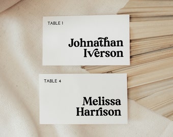Retro Place card, Modern Name tag, Simple Wedding Stationary Template, 3.5 x 2, Simple Place Card, seating place card, Retro seating card