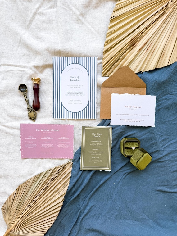 Wedding Invitation Suite, Classic Wedding Invite, Vintage Wedding Stationery, Cottage Core Wedding Suite Pink, Wedding Invitation Blue, pink