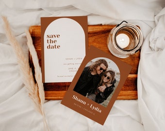 Save the Date, Save the date template, Boho Save the date, Retro Save the date, Earth tone save the date, Minimal Save the date, Wedding
