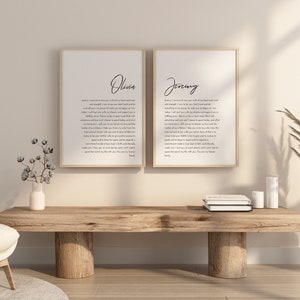 Impression de vœux de mariage, modèle de mariage personnalisé assorti pour elle et lui, signe de vœux de mariage personnalisé, cadeau d'anniversaire, cadeau de mariage