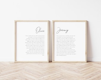 Wedding Vow Print, Custom Matching His and Hers Wedding template, Personalized Marriage Vows Sign, Anniversary Gift, Wedding Gift