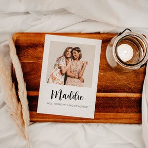 Will You Be My Bridesmaid, Bridesmaid Photo Card, Photo Bridesmaid Proposal, Modern Minimalist Wedding, Boho Bridesmaid Proposal